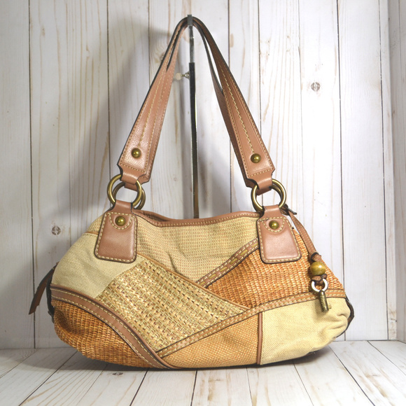 Fossil Handbags - Fossil Woven Rattan Patchwork Purse